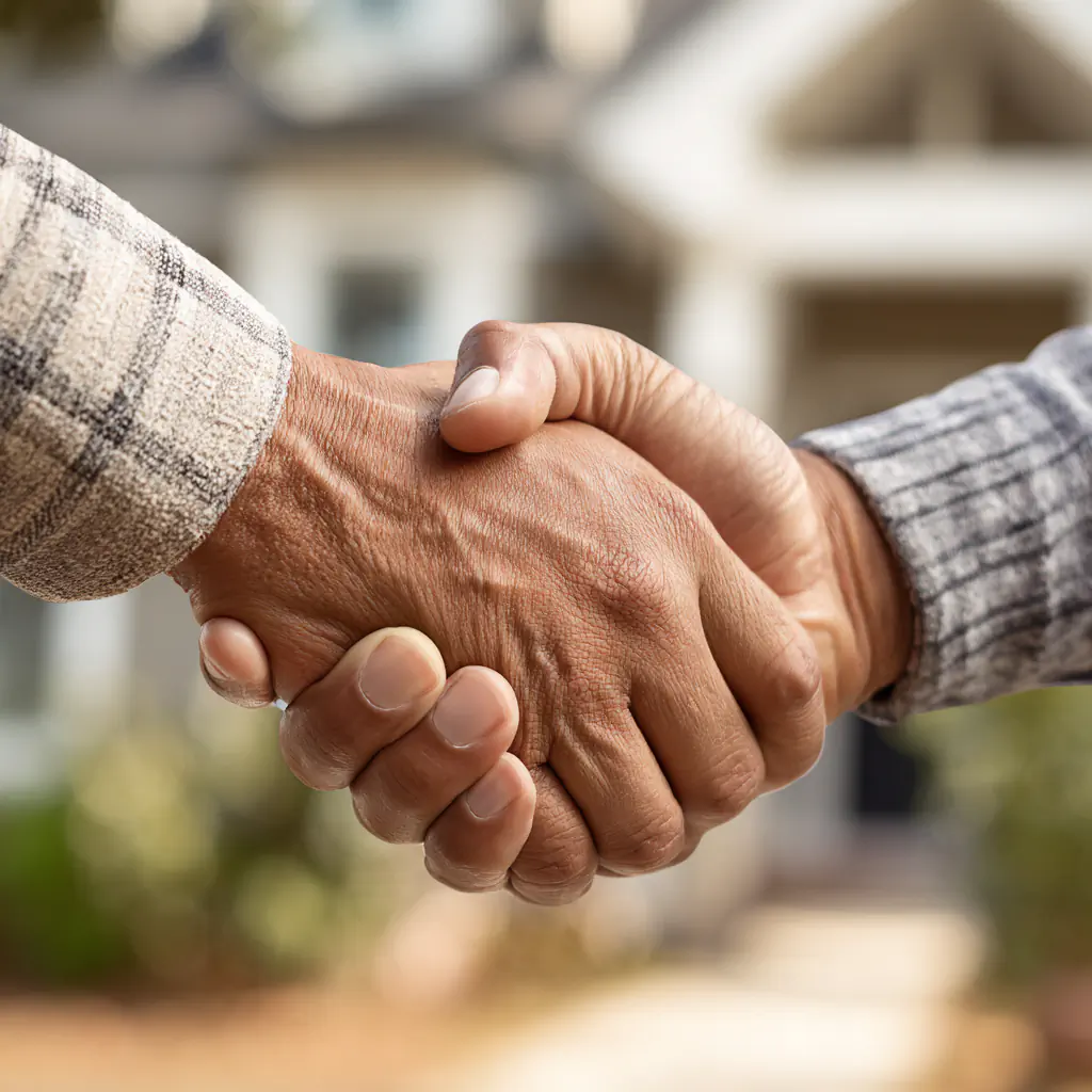 Immobilienmakler Lüling besiegelt Hausverkauf per Handschlag in Emden – Vertrauen & Expertise.